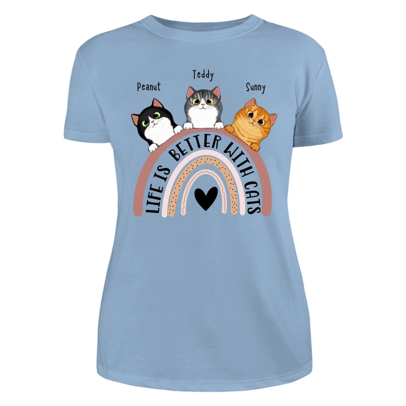 Life Is Better With Cats Boho Rainbow Personalized Shirt