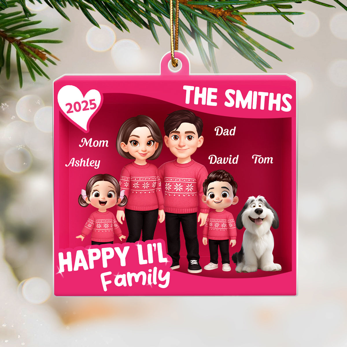 Family 3D Action Figure Toy Box - Personalized Acrylic Ornament - Christmas Gift For Family, Husband, Wife