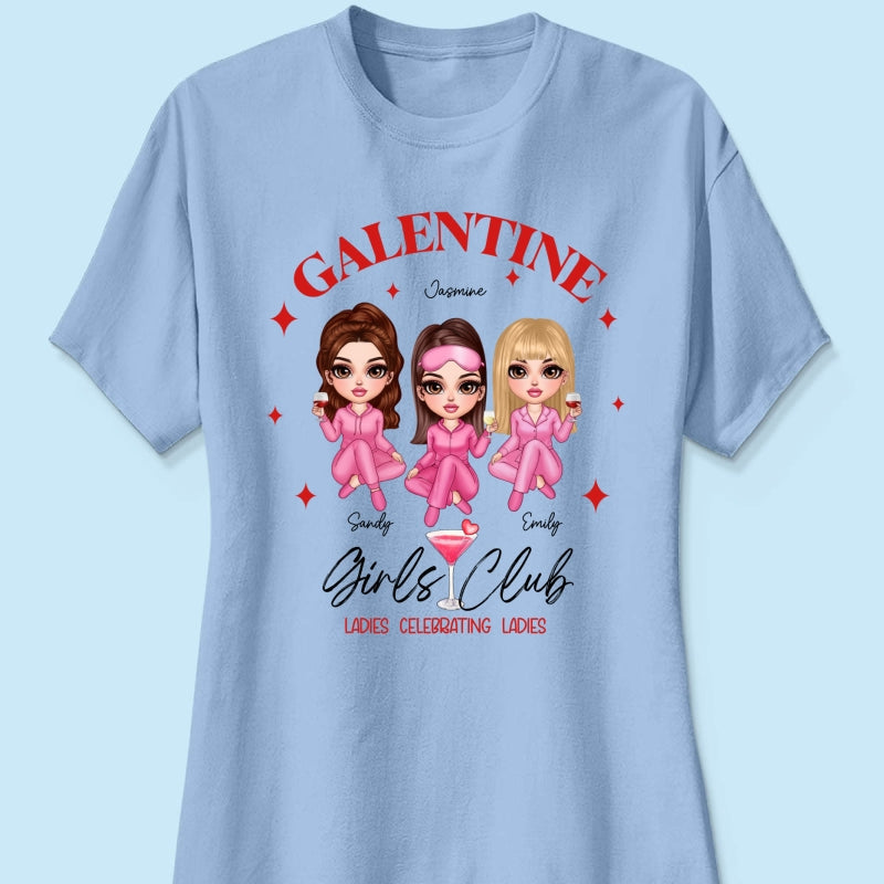 Galentine Girls Club Pajamas Girls Personalized Shirt, Shirt, Social Club, Besties Gift