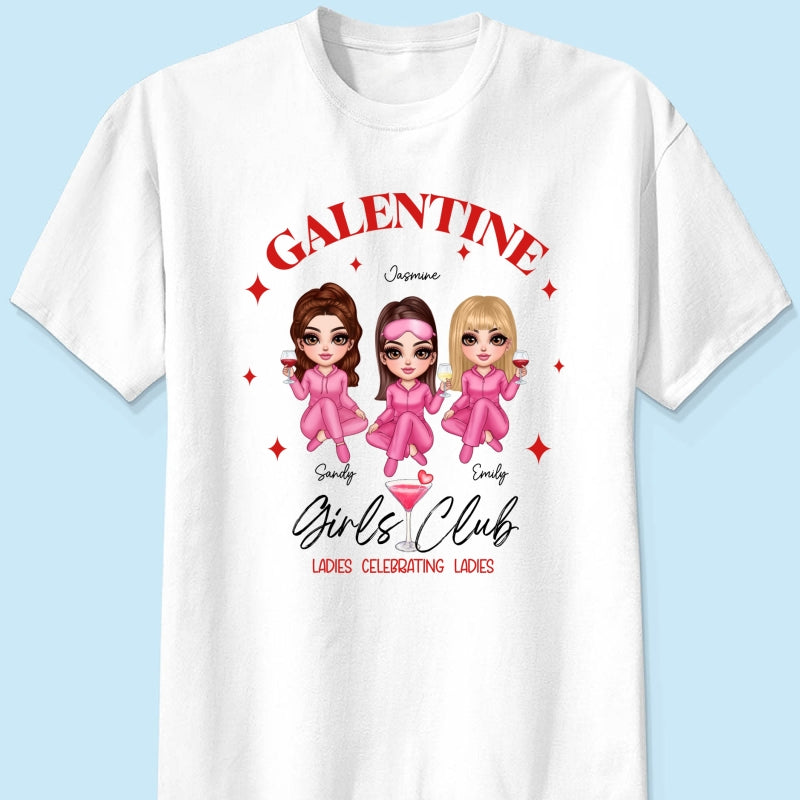 Galentine Girls Club Pajamas Girls Personalized Shirt, Shirt, Social Club, Besties Gift