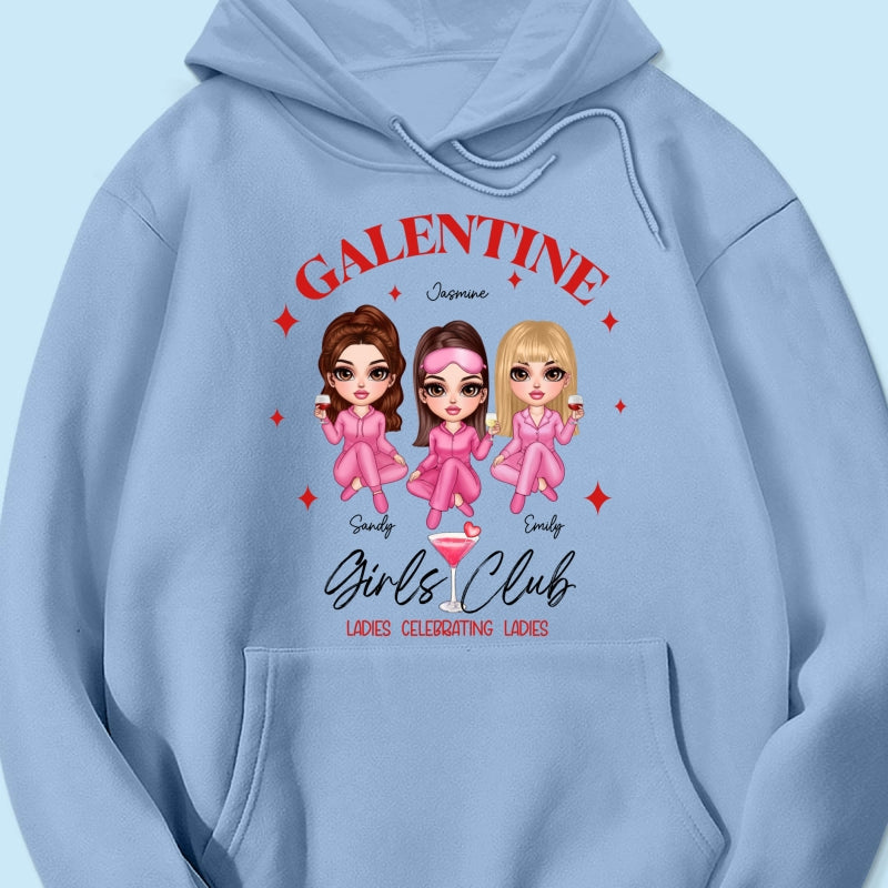 Galentine Girls Club Pajamas Girls Personalized Shirt, Shirt, Social Club, Besties Gift