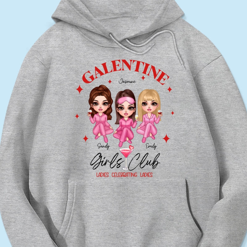 Galentine Girls Club Pajamas Girls Personalized Shirt, Shirt, Social Club, Besties Gift