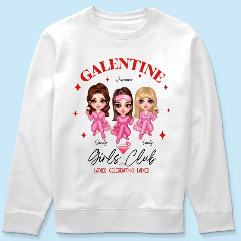 Galentine Girls Club Pajamas Girls Personalized Shirt, Shirt, Social Club, Besties Gift