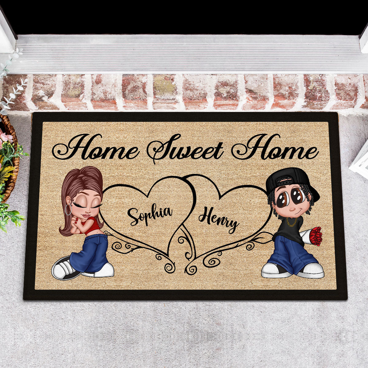 Home Sweet Home Y2K Couple Housewarming Gift Personalized Doormat