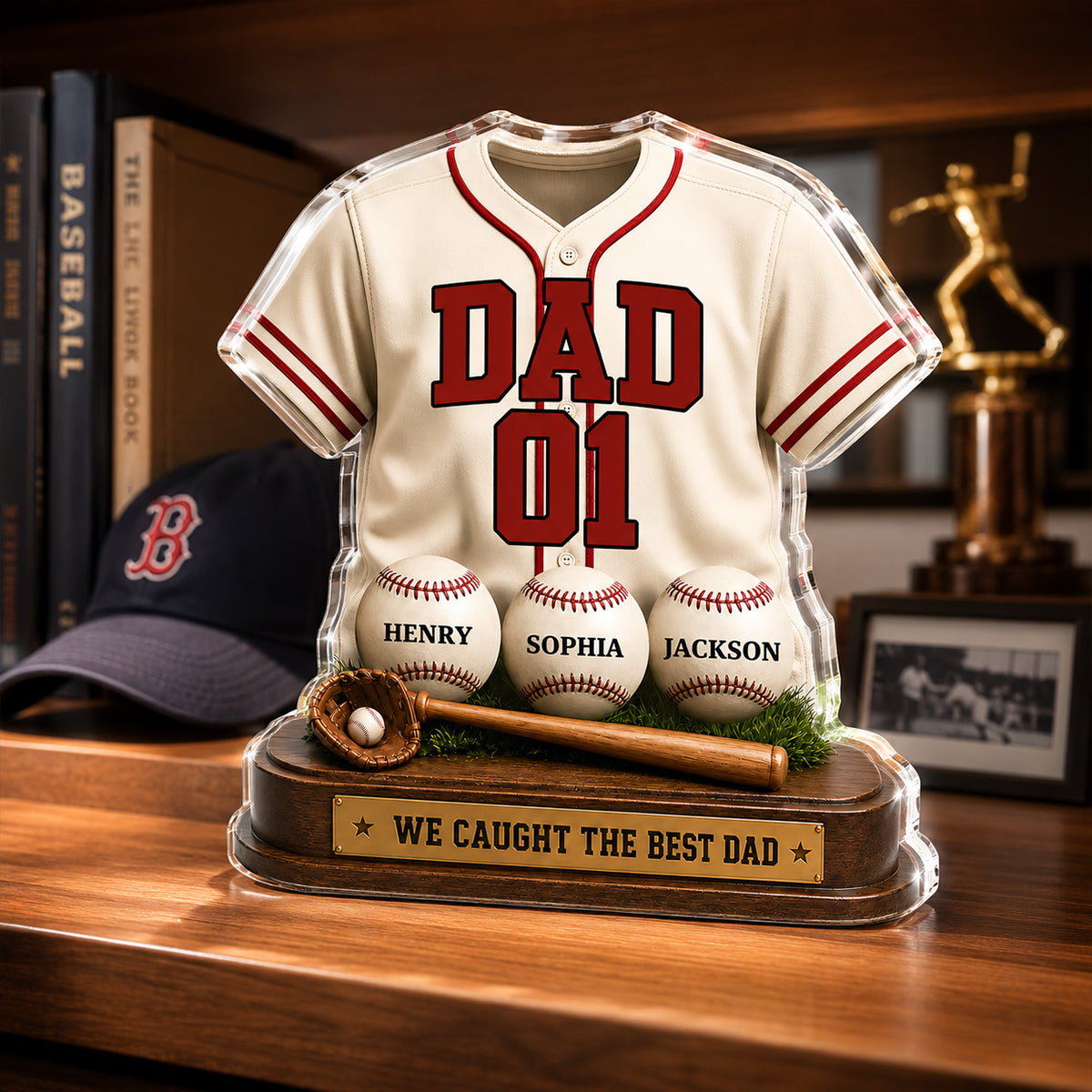 Baseball Dad Legend We Caught The Best Dad - Personalized Acrylic Block Plaque - Gift For Dad, Husband
