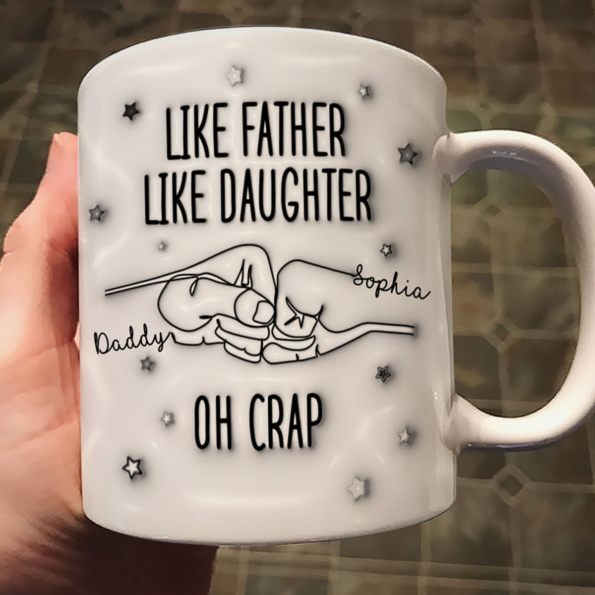 Like Father Like Son Like Daughter One Line Fist Bump Personalized 3D Inflated Printed Mug