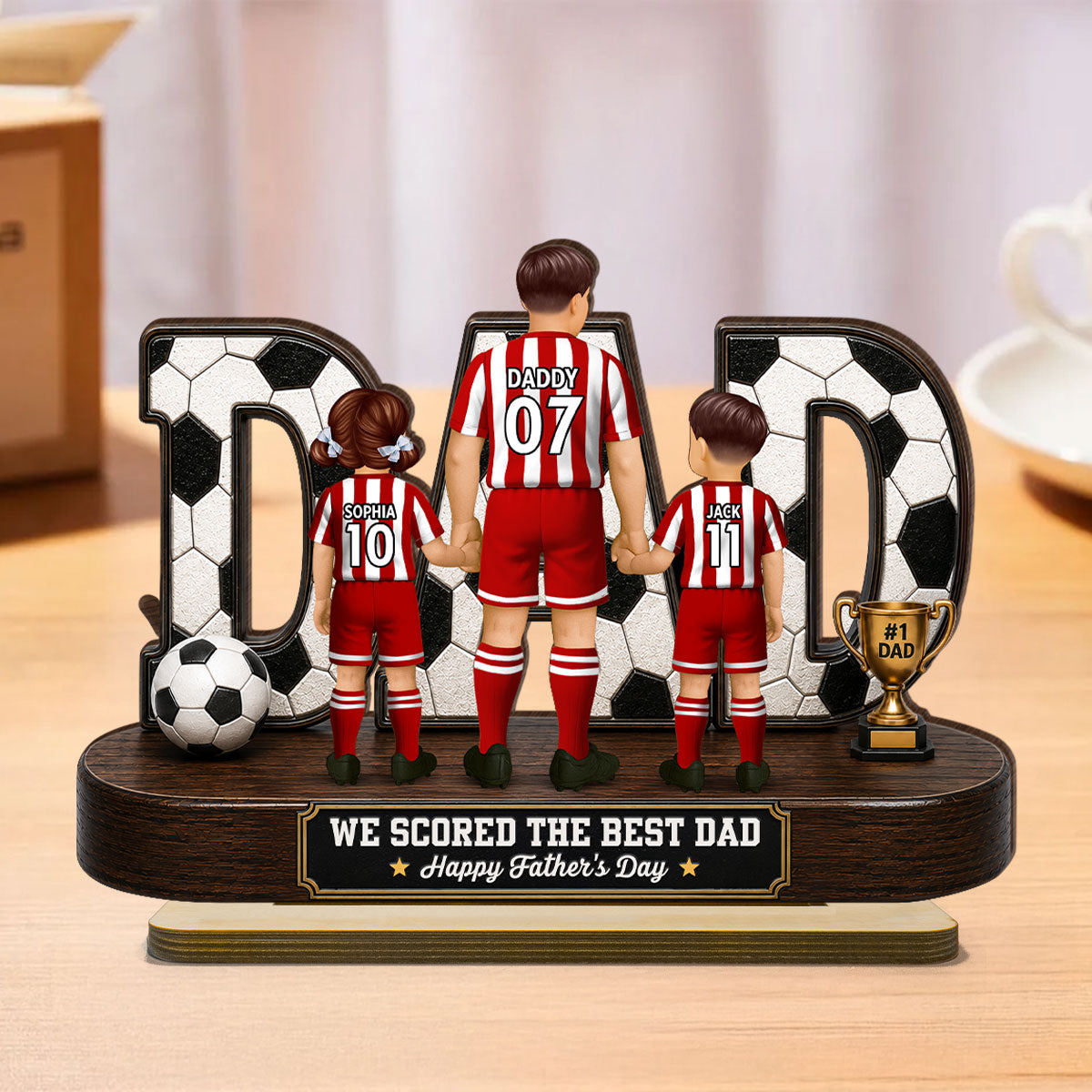 Soccer Dad Legend We Scored The Best Dad Back View - Personalized 2-Layered Wooden Plaque - Gift For Dad, Husband, Soccer Lovers