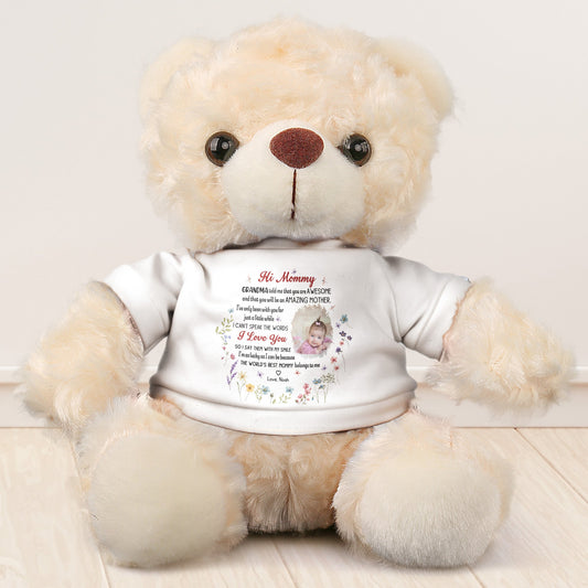New Mom First Mother's Day First Time Mom Gift - Teddy Bear With Personalized Photo Shirt