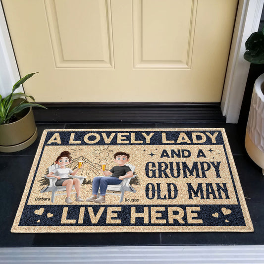 New Version A Lovely Lady And A Grumpy Old Man Live Here - Personalized Doormat