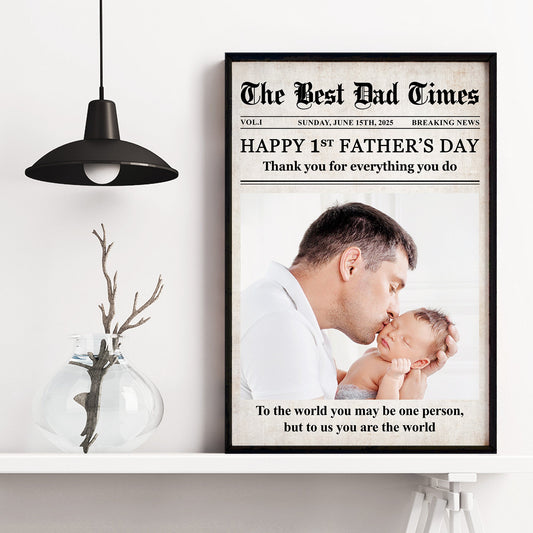 Father's Day Gifts, Newspaper Happy First Father's Day - Personalized Photo Poster