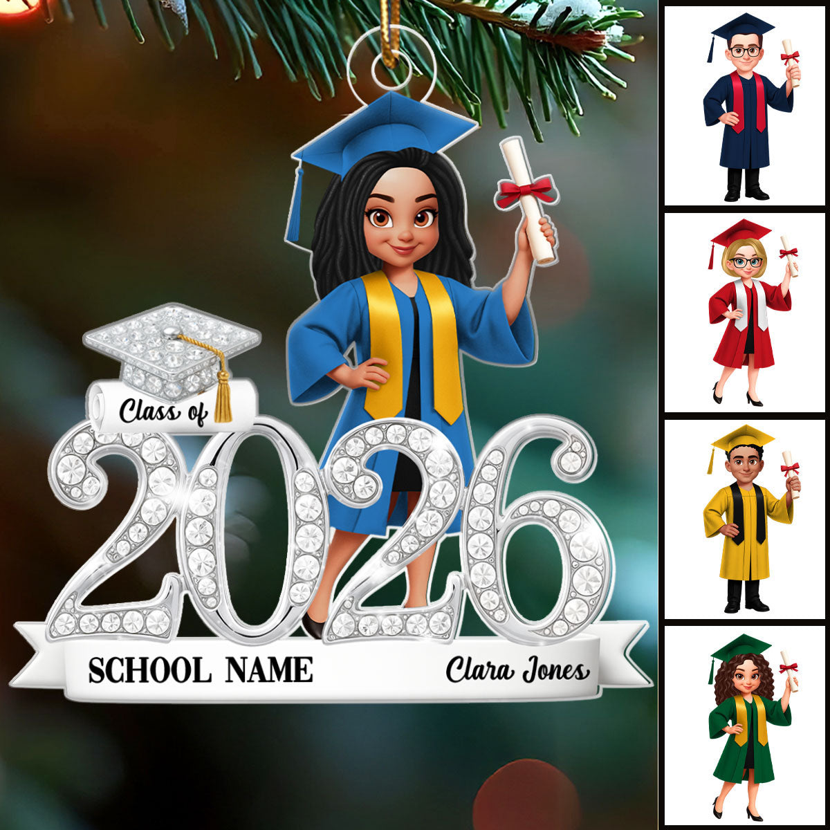 Class Of 2025 2026 3D Shining Effect - Personalized Acrylic Ornament - Christmas Gift for Senior