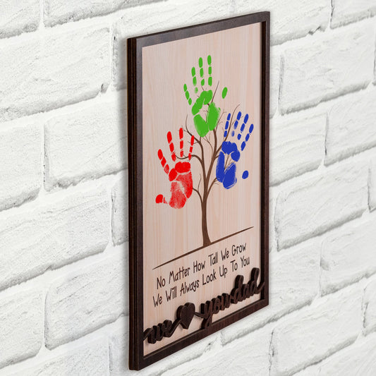 Father's Day Gifts, No Matter How Tall We Grow - Personalized Wooden Plaque