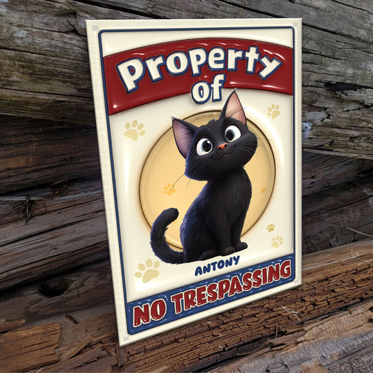 No Trespassing Cat Version - Personalized Metal Sign