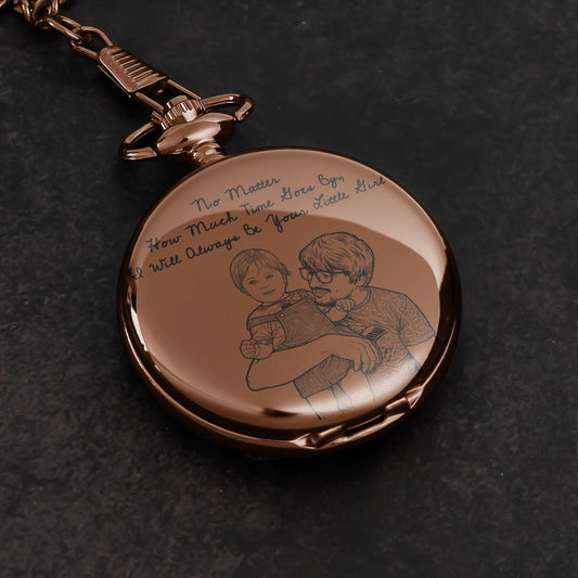 Father's Day Gifts, No Matter How Much Time Goes By Custom Vintage Childhood Photo - Personalized Pocket Watch