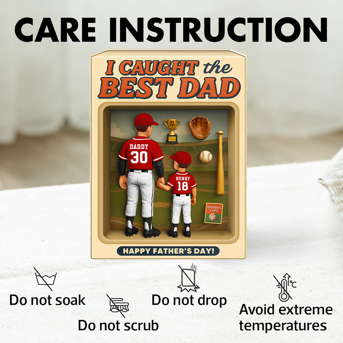 Baseball Dad And Kids, Custom Action Figure, Personalized Toy Box Acrylic Block, gift
