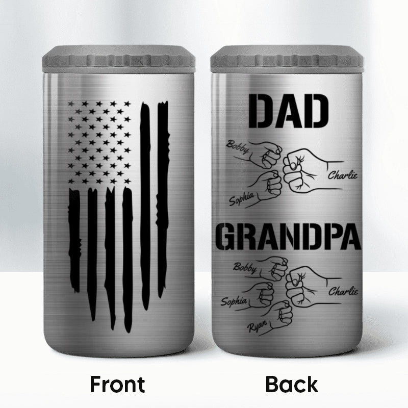 Dad Grandpa Fist Bump Personalized Can Cooler| Coolest Father's Day Gift For Grandpa, Dad