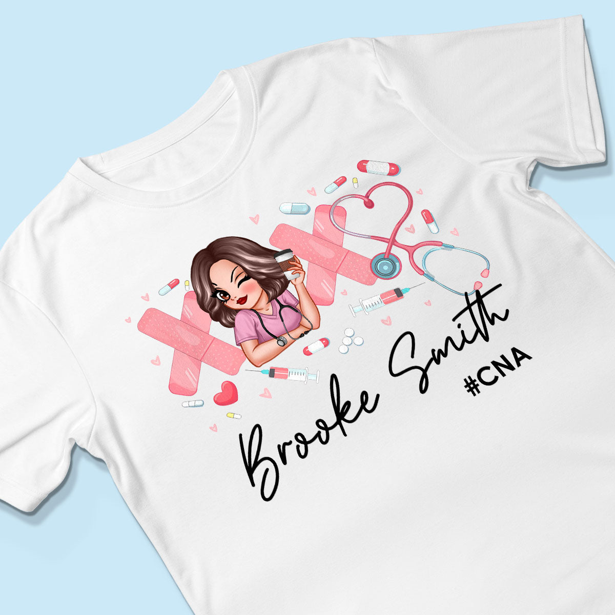 Pink Coquette XOXO Nurse Personalized Shirt, Birthday Gift For Nurse Wife, Girlfriend, Bestie