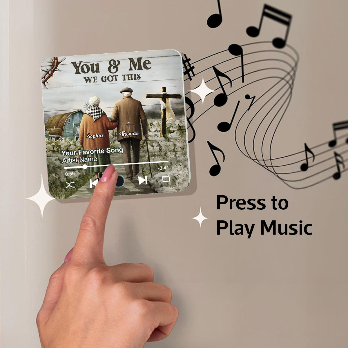 God Knew My Heart Needed You Old Couple Personalized Music Fridge Magnet, Anniversary Gift For Him, For Her