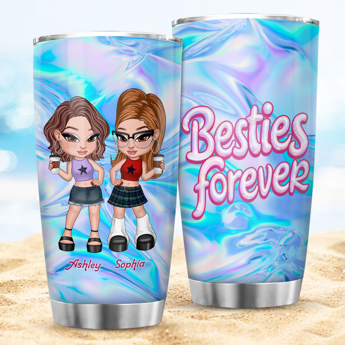 Y2K Besties Personalized Tumbler, Summer Gift For Best Friends