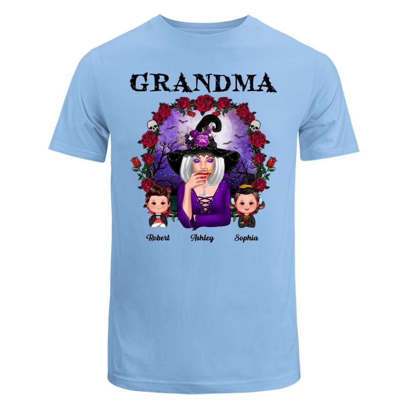Halloween Roses Frame Grandma With Grandkids Personalized Shirt