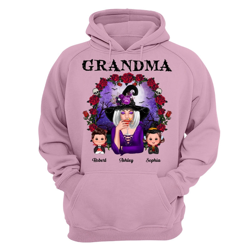 Halloween Roses Frame Grandma With Grandkids Personalized Shirt