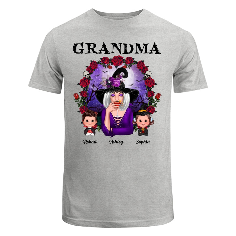 Halloween Roses Frame Grandma With Grandkids Personalized Shirt