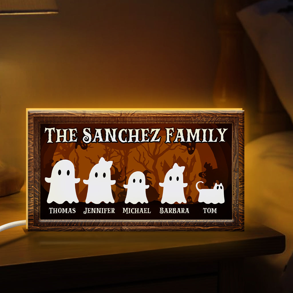 Halloween Ghost Family Tabletop Tiered Tray Decor Personalized LED Light Box