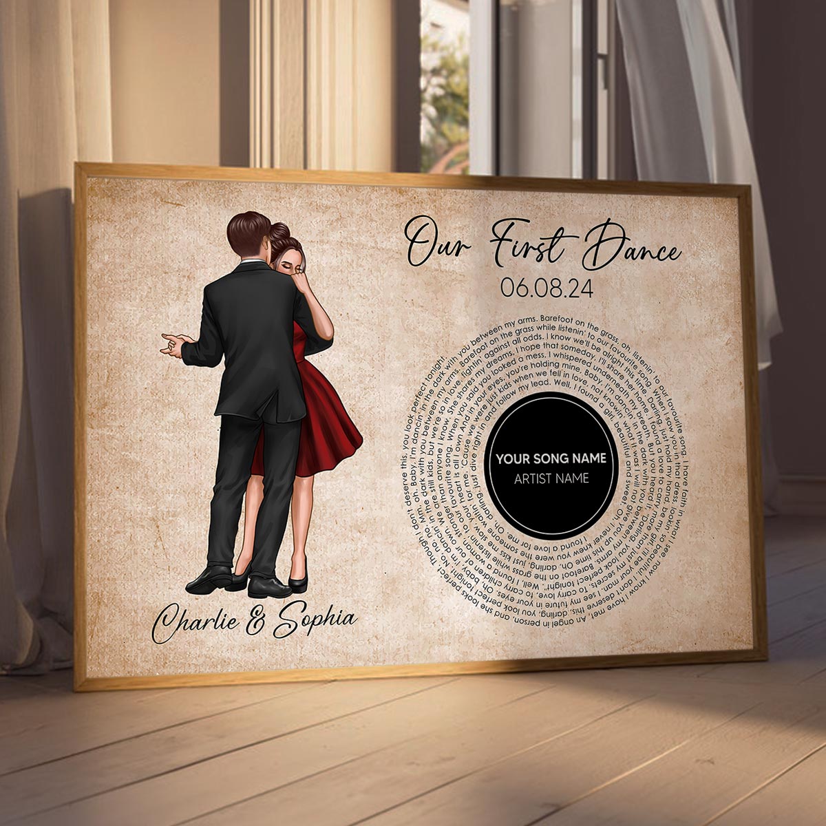 Our First Dance Couple Dancing Favorite Song Vinyl RecordPersonalized Poster, Heartfelt Gift, Wedding Gift For Couple, For Him, For Her
