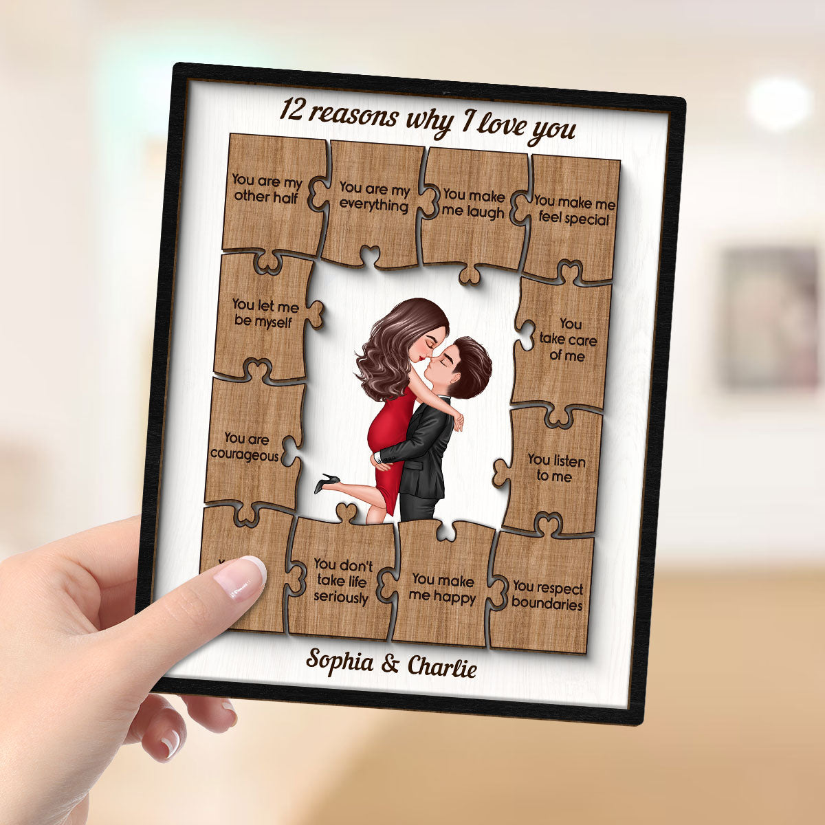 The Reasons Why I Love You Gift For Him For Her Personalized 2-layer Wooden Plaque