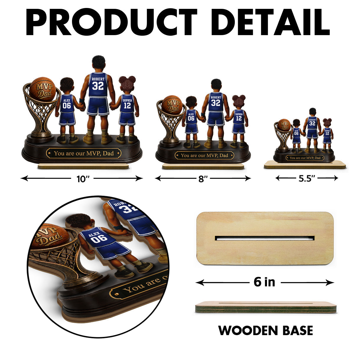 We Scored the Best Dad Basketball Trophy - Personalized 2-Layered Wooden Plaque - Gift for Dad, Husband