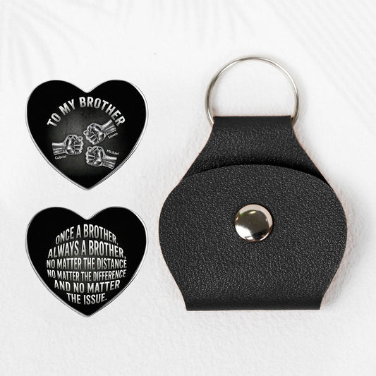 Once A Brother, Always A Brother, No Matter The Distance - Personalized Leather Pocket Hug