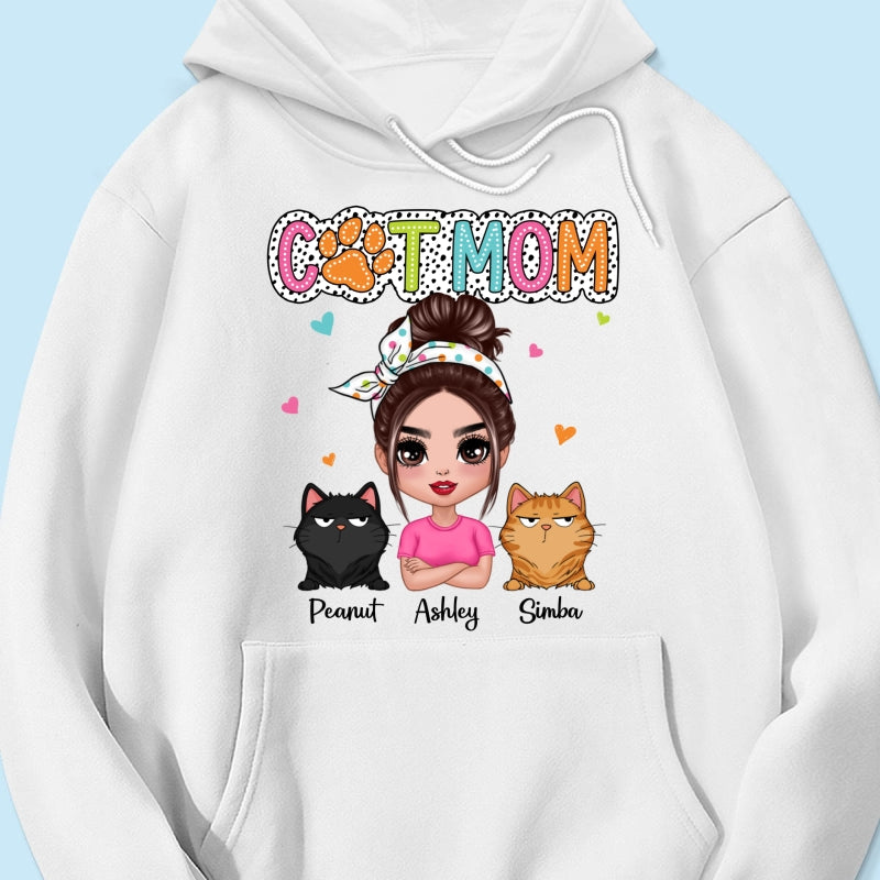 Cat Mom Summer Vibe Dots Sassy Woman & Cute Cats Personalized Shirt