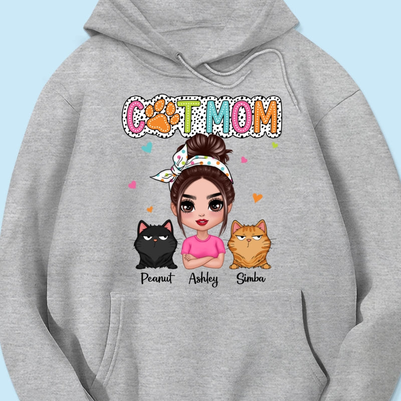 Cat Mom Summer Vibe Dots Sassy Woman & Cute Cats Personalized Shirt