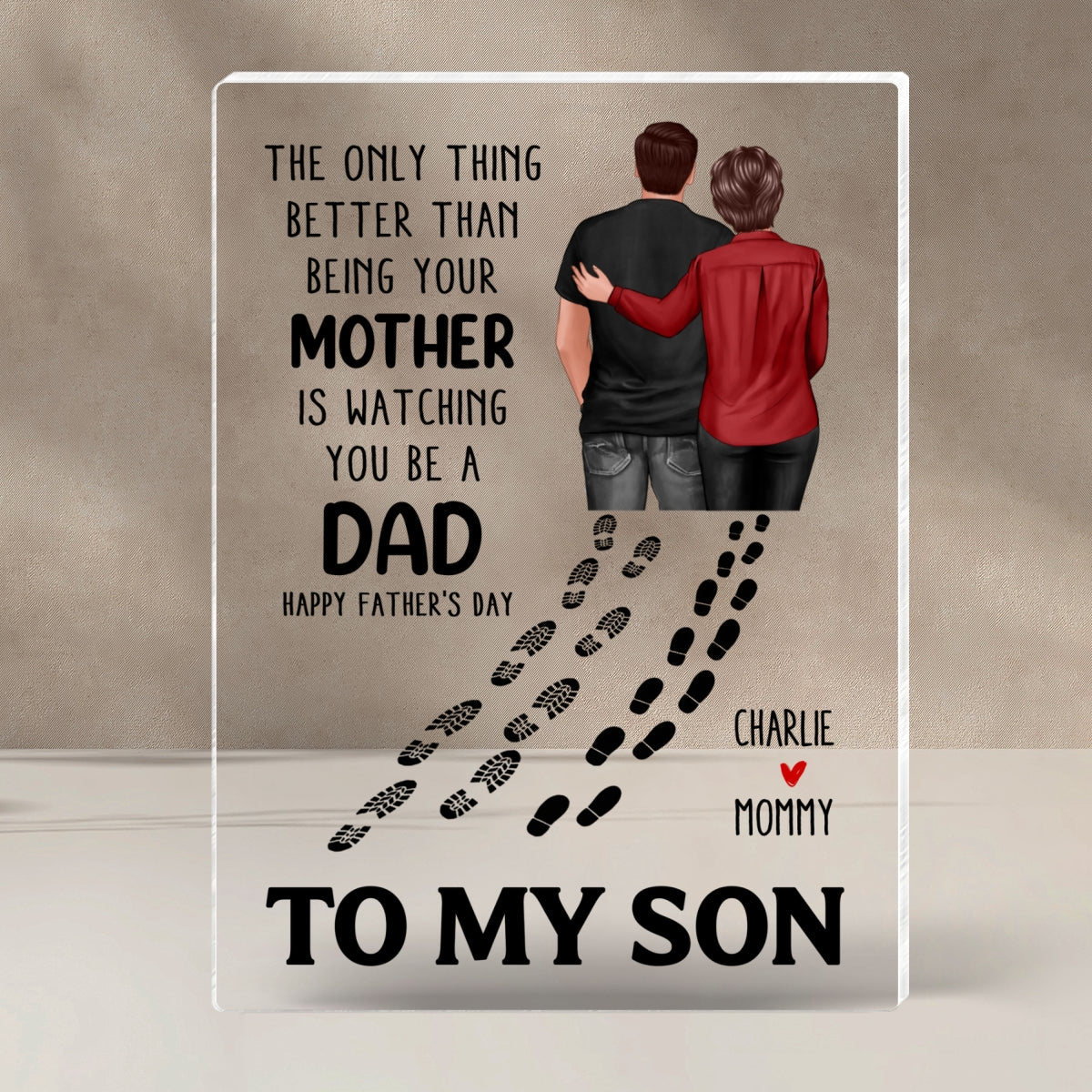 To My Son From Mom Dad Footprints Personalized Acrylic Block, gift