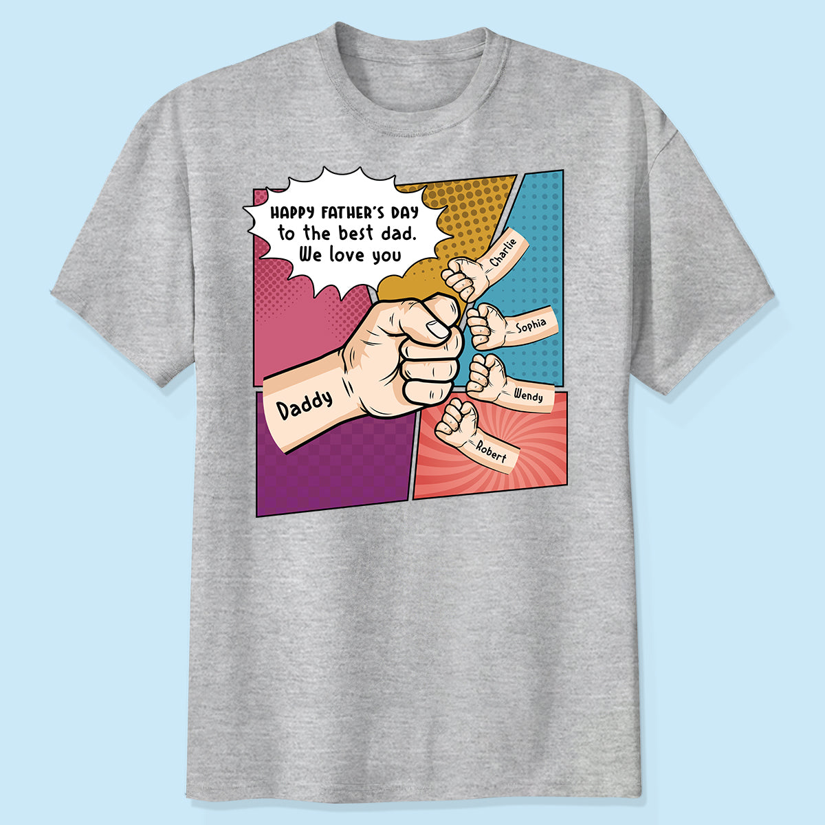 Pop Art Fist Bump Happy Father's Day Personalized Shirt
