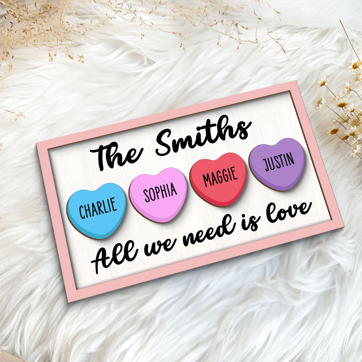 All We Need Is Love Family Decoration Personalized 2-Layer Wooden Plaque