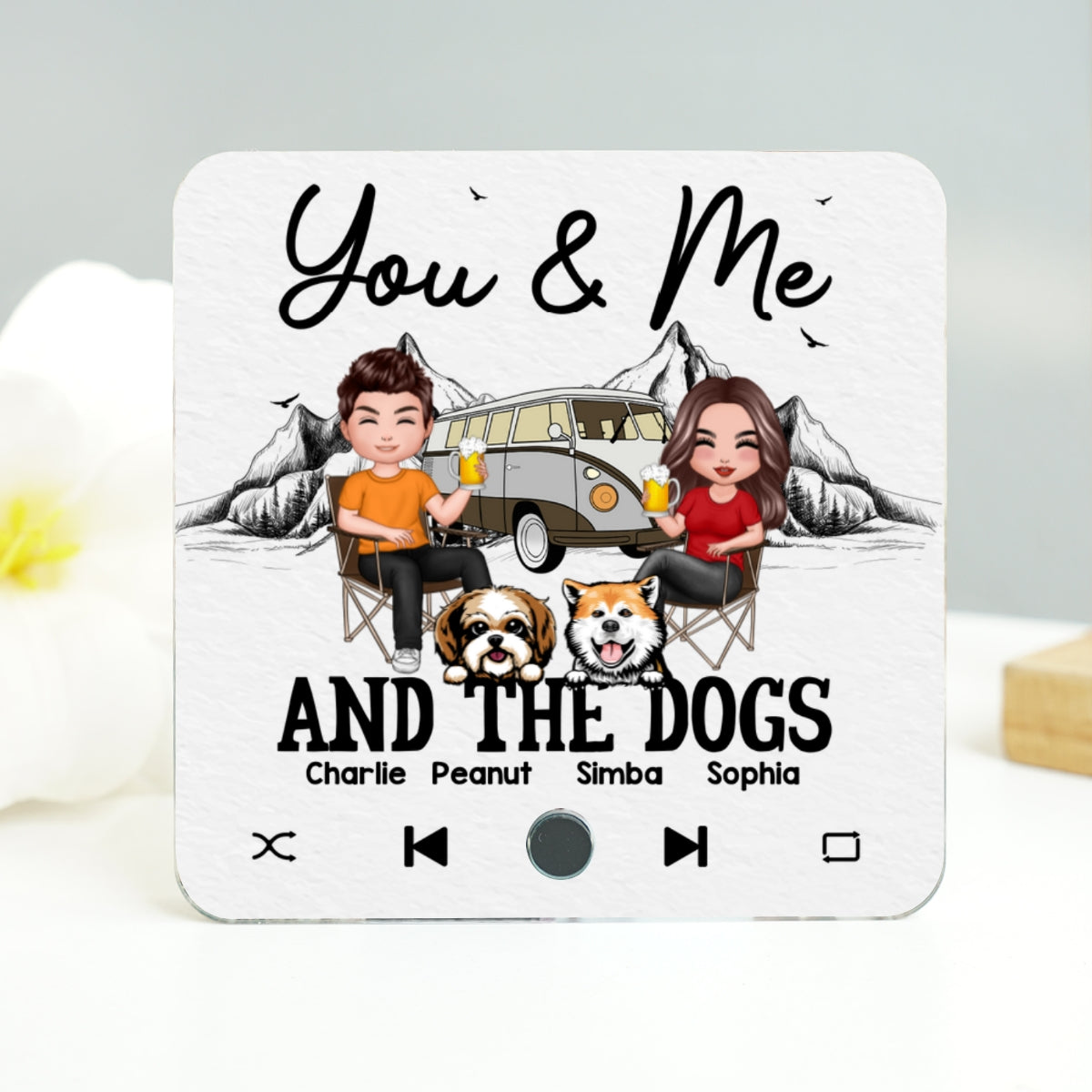 You Me & The Dogs Camping Couple Gift For Camping Lover Personalized Music Fridge Magnet