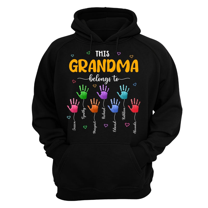 This Grandma Belongs To Colorful Hand Print Personalized Shirt