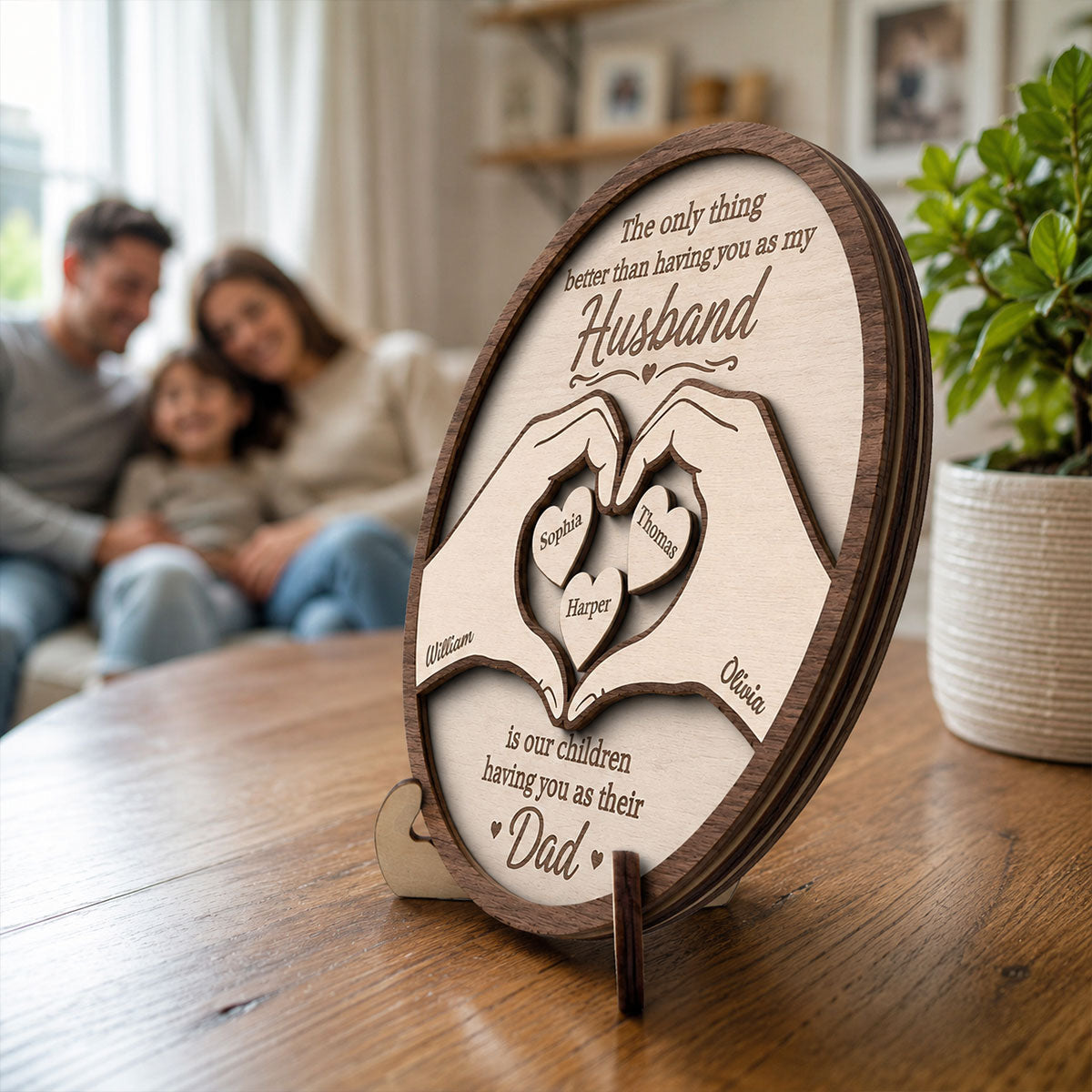 The Only Thing Having You As My Husband Hearts in Hands - Personalized 2-Layered Wooden Plaque - Gift For Husband