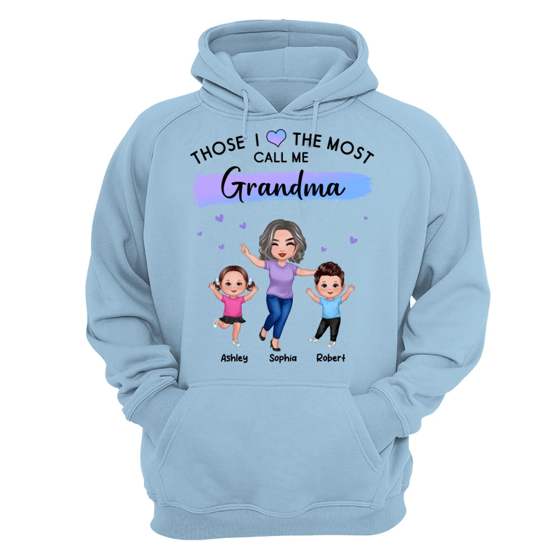 Those I Love The Most Call Me Grandma Doll Grandma & Grandkids Personalized Shirt