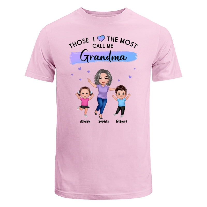 Those I Love The Most Call Me Grandma Doll Grandma & Grandkids Personalized Shirt