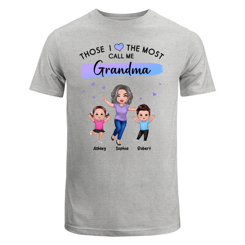 Those I Love The Most Call Me Grandma Doll Grandma & Grandkids Personalized Shirt