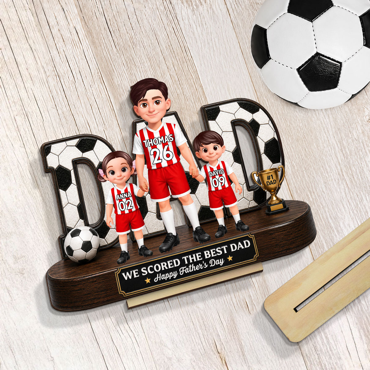 Soccer Dad Legend We Scored The Best Dad - Personalized 2-Layered Wooden Plaque - Gift For Dad, Husband, Soccer Lovers