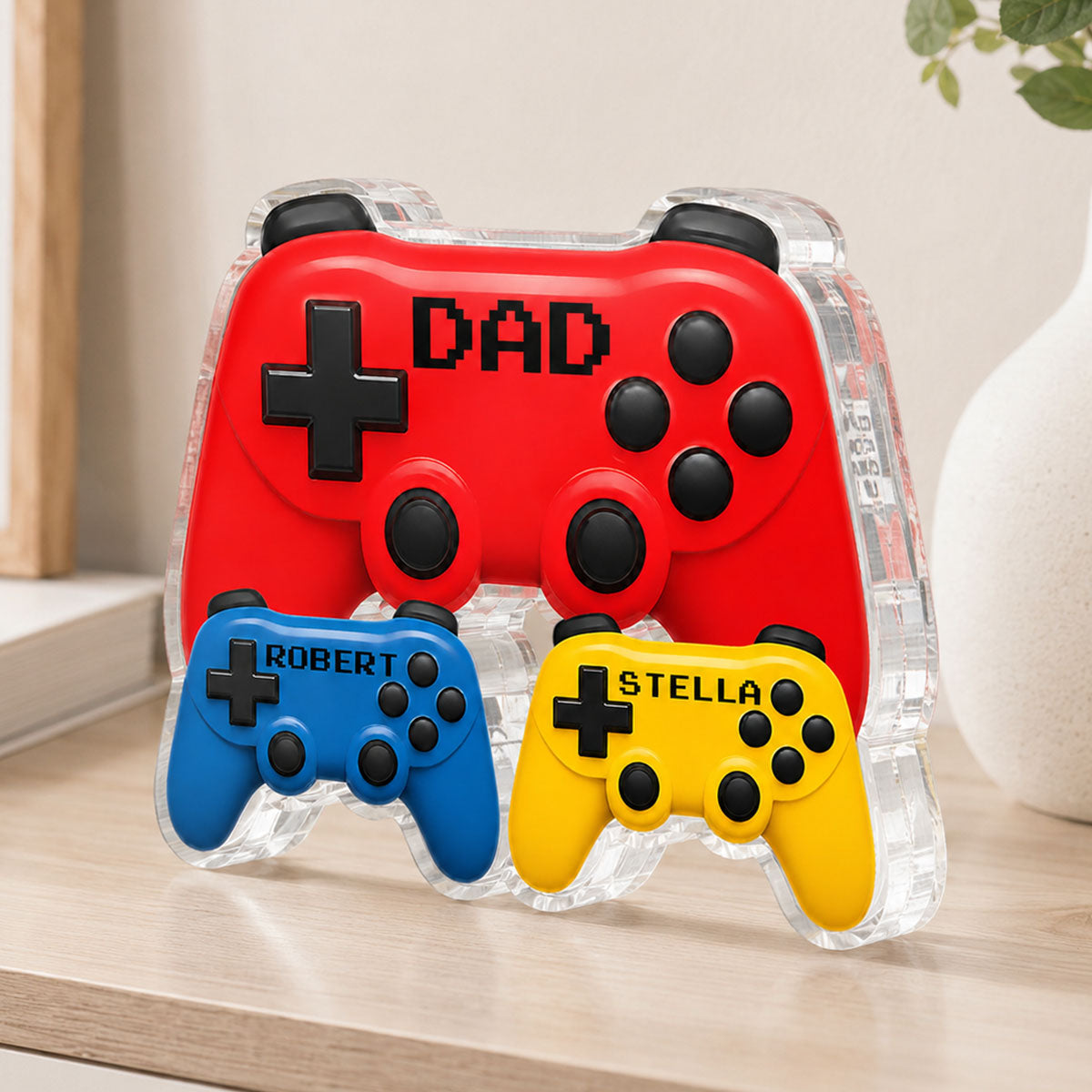 Gamer Dad Controllers - Personalized Acrylic Block Plaque - Gift For Dad, Husband, Gamers