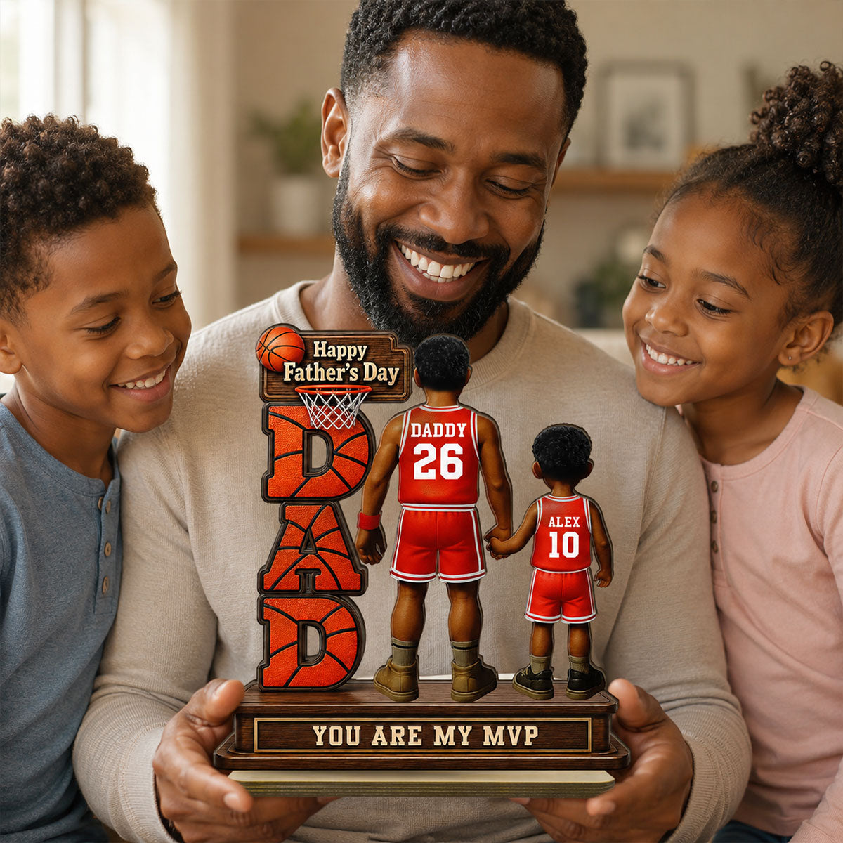 Basketball Dad Legend You Are Our MVP - Personalized 2-Layered Wooden Plaque - Gift For Dad, Husband, Basketball Fans