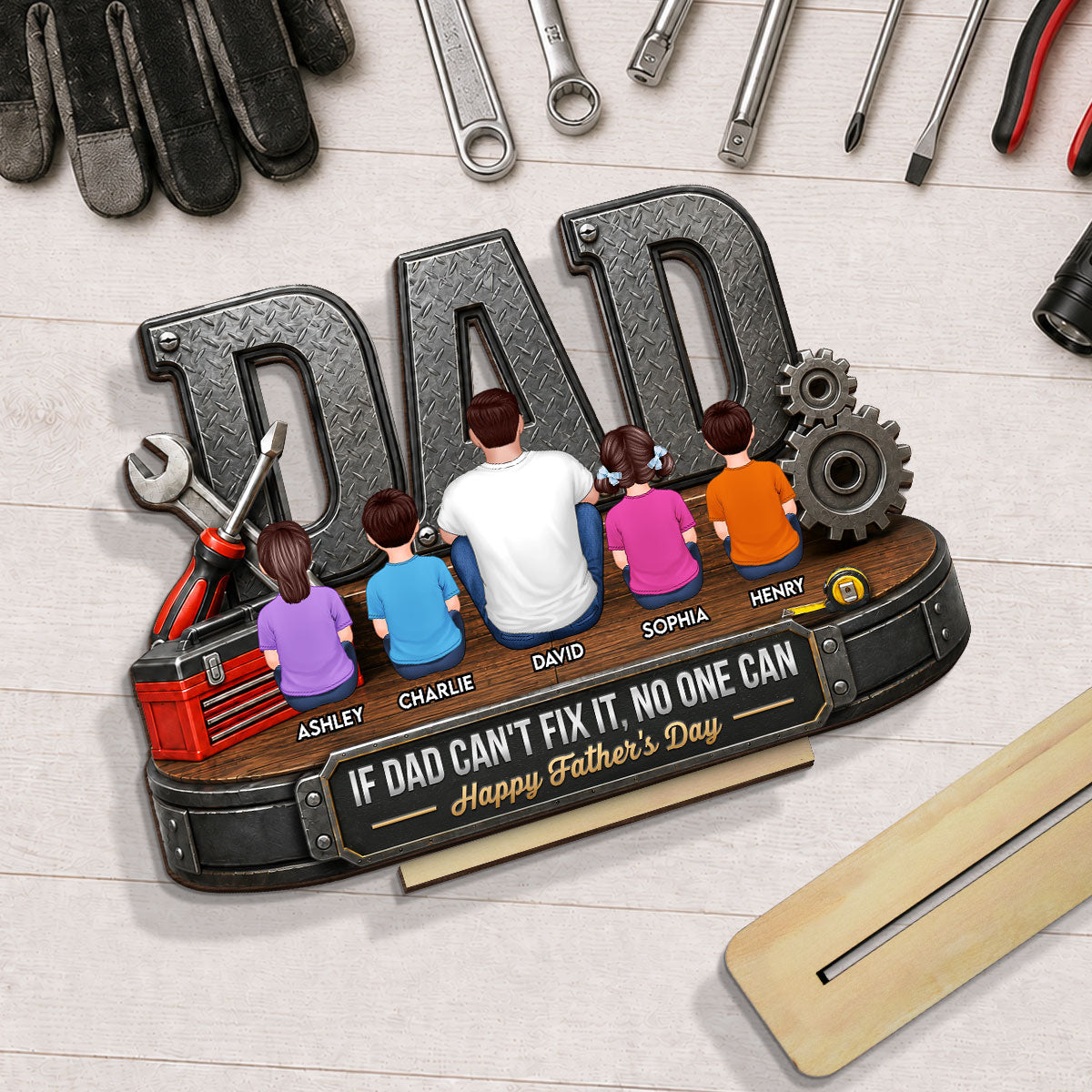 If Dad Can't Fix It No One Can - Personalized 2-Layered Wooden Plaque - Gift For Dad, Husband, DIY Dad, Handyman