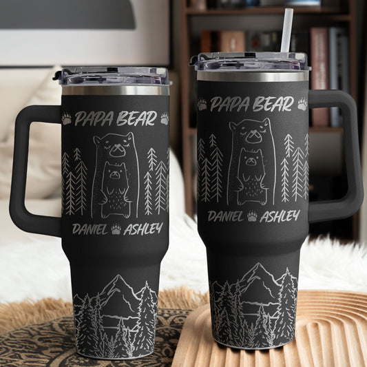 Father's Day Gifts, Papa Bear - Personalized 40oz Tumbler