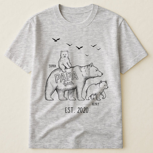 Papa Bear Sketch Art Custom Father’s Day Gift For Dad, Husband, Grandpa - Personalized Shirt