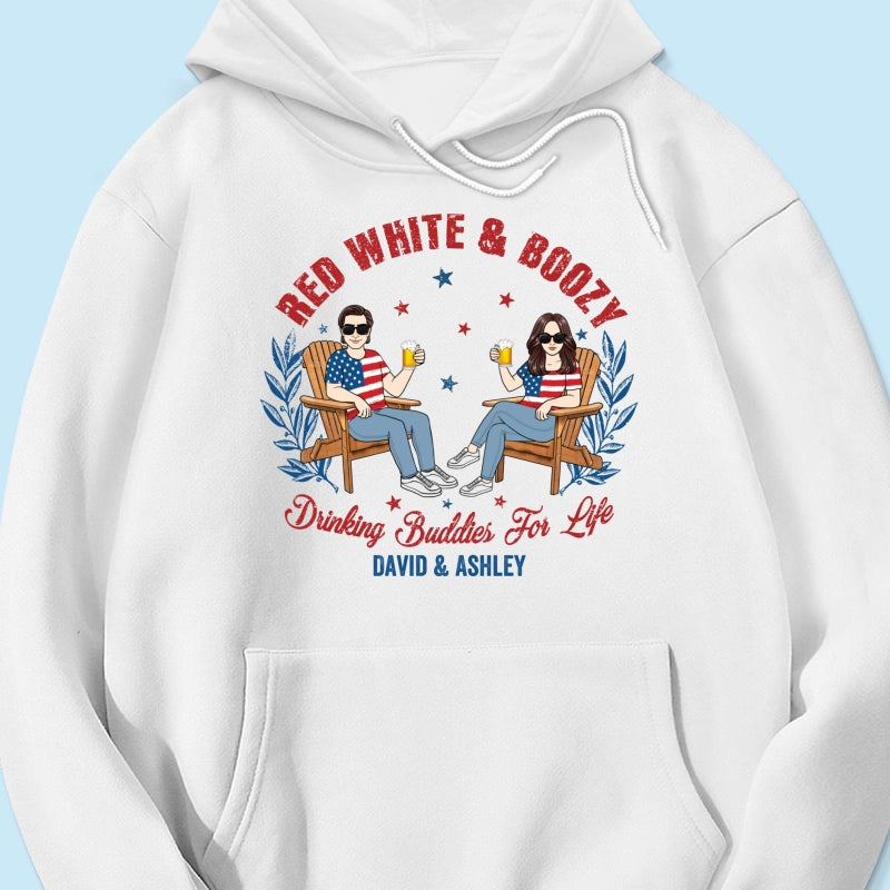 Red White & Boozy Beer & Cocktail Club, Personalized Matching Shirt For Couples, 4th Of July