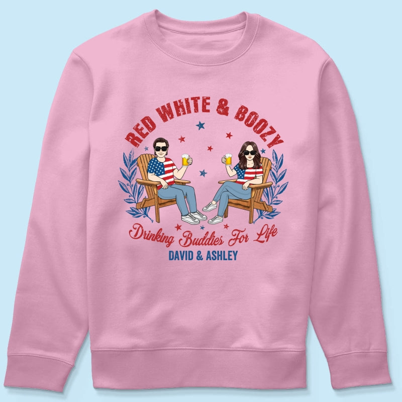 Red White & Boozy Beer & Cocktail Club, Personalized Matching Shirt For Couples, 4th Of July